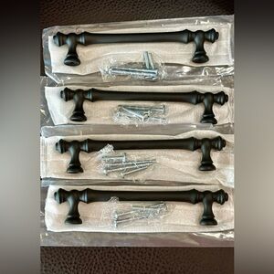 4 New Cabinet Handles w/screws Black Packages opened to assure color/condition.